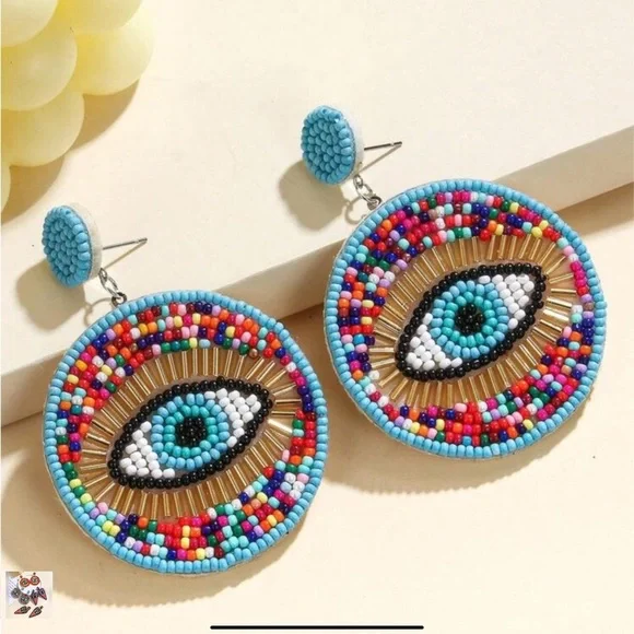 ✨NEW Colorful Beaded Eye Earrings - Picture 4 of 6